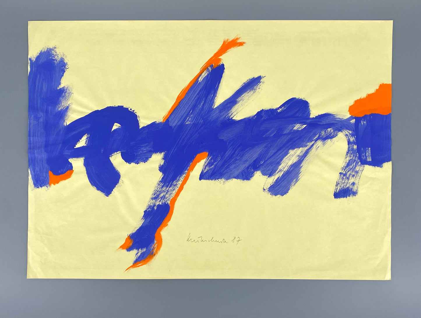 Dekoratives Gouachegemälde von Ernst Jörg Kruttschnitt, Bonn 1987, Unikat, signiert