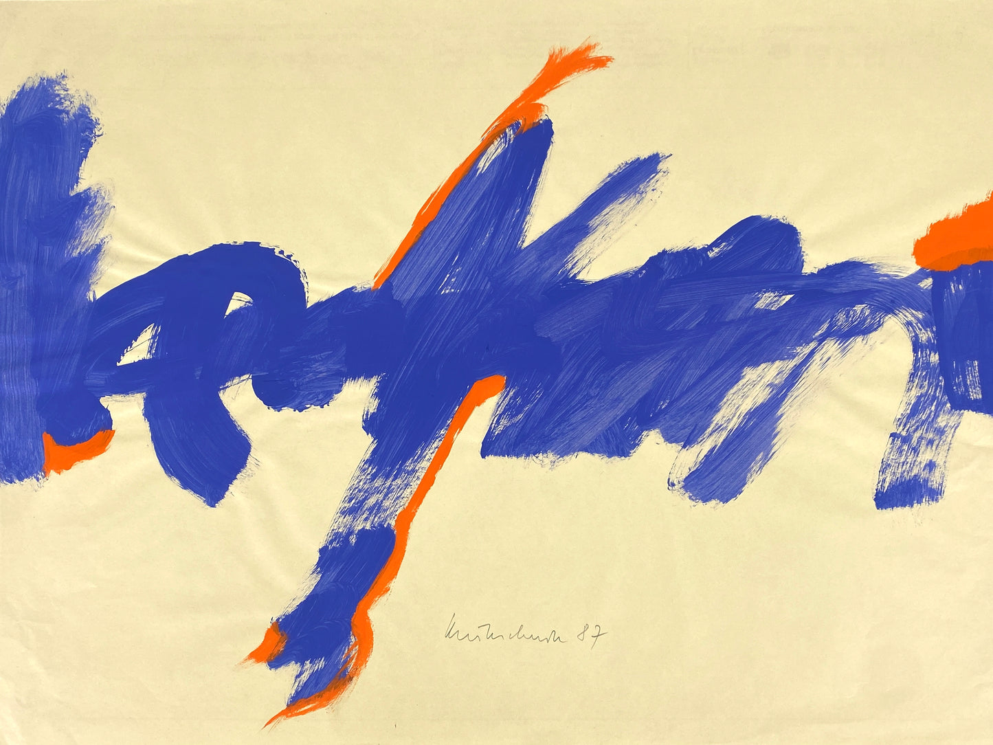 Dekoratives Gouachegemälde von Ernst Jörg Kruttschnitt, Bonn 1987, Unikat, signiert