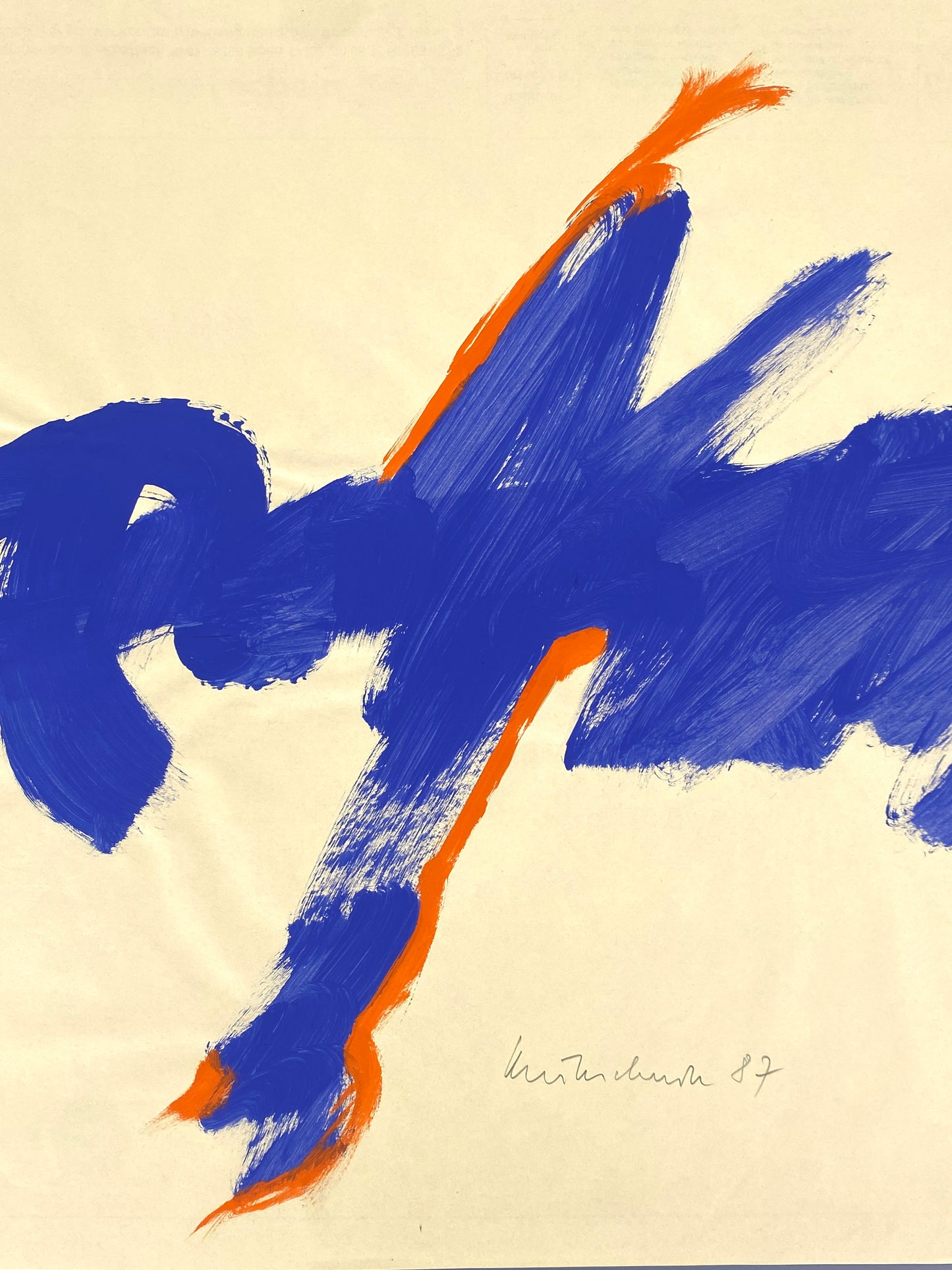 Dekoratives Gouachegemälde von Ernst Jörg Kruttschnitt, Bonn 1987, Unikat, signiert