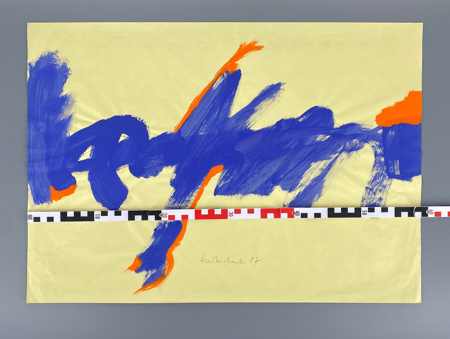 Dekoratives Gouachegemälde von Ernst Jörg Kruttschnitt, Bonn 1987, Unikat, signiert