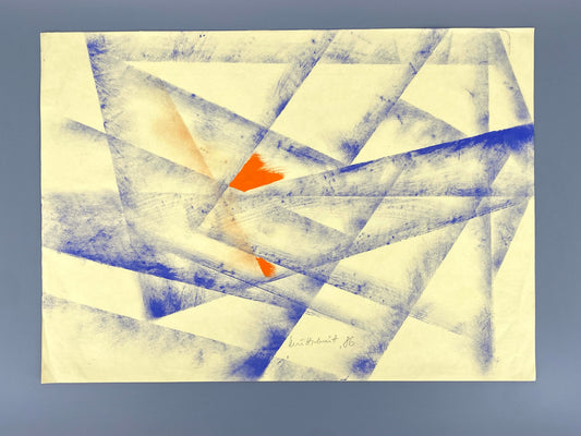 Dekoratives Gouachegemälde von Ernst Jörg Kruttschnitt, Bonn 1986, Unikat, signiert