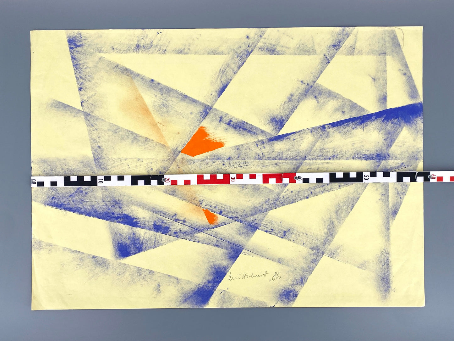 Dekoratives Gouachegemälde von Ernst Jörg Kruttschnitt, Bonn 1986, Unikat, signiert