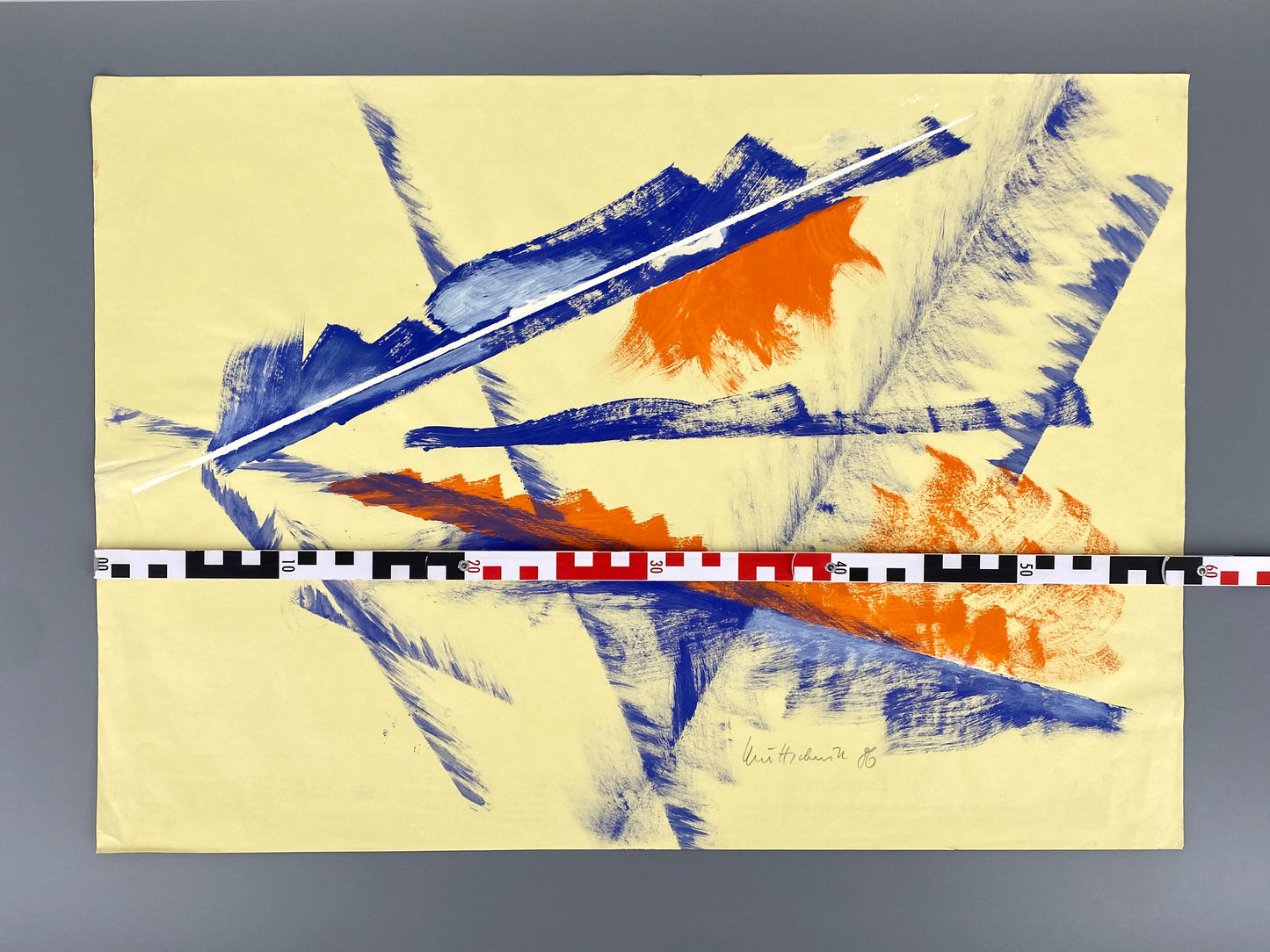 Dekoratives Gouachegemälde von Ernst Jörg Kruttschnitt, Bonn 1986, Unikat, signiert