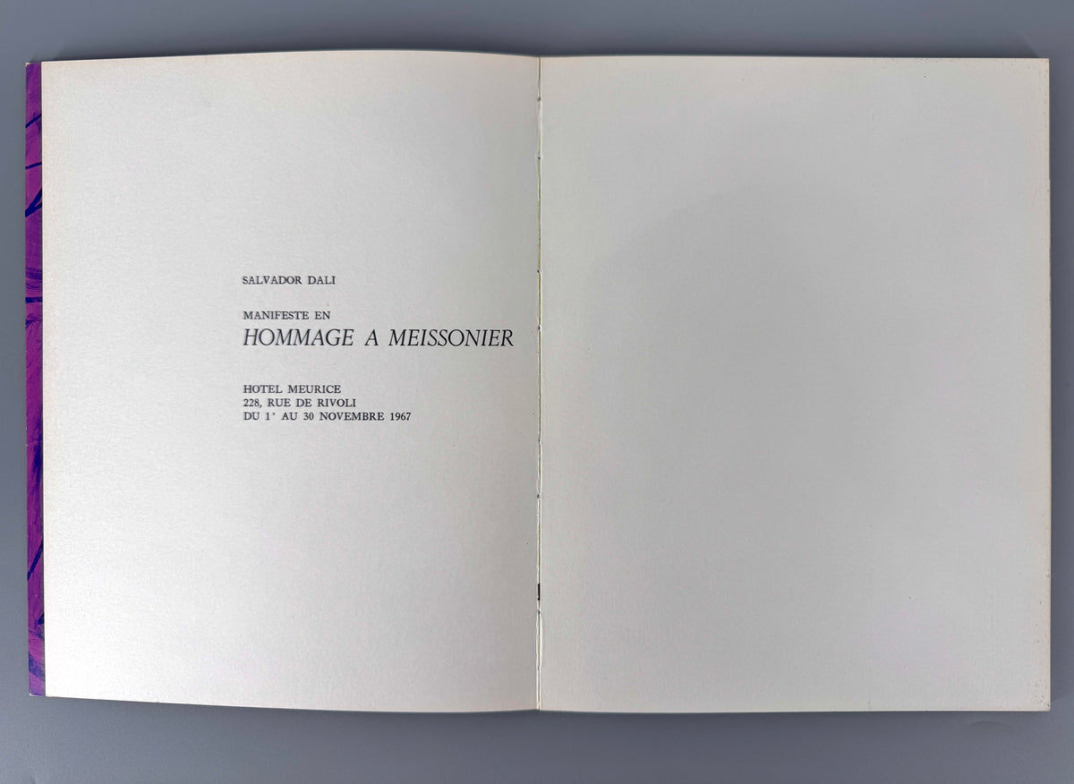 Salvador Dali, Signiert - Manifeste en Hommage a Meissonier. Mit 4 Original-Litografien