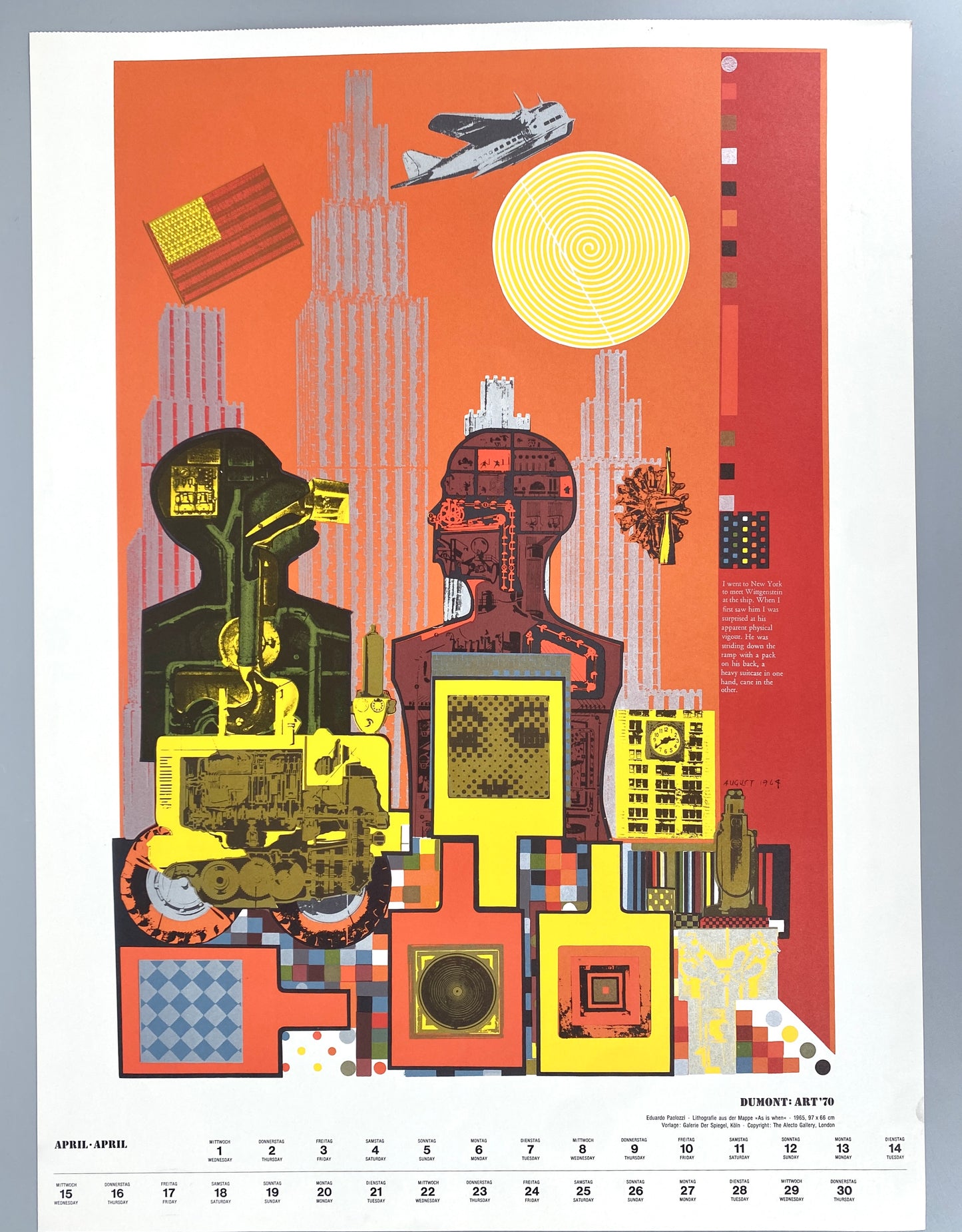 Farblitografien aus dem Originalen Dumont Art Kalender 1970.