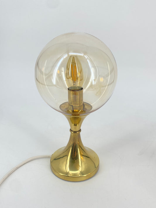 Messing Tischlampe mit Glaskugel von Sölken Leuchten, 1950er Jahre