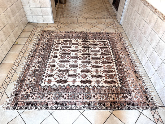 MAROKKO TEPPICH HANDGEKNÜPFT WOLLE BERBER VINTAGE ROSA BRAUN