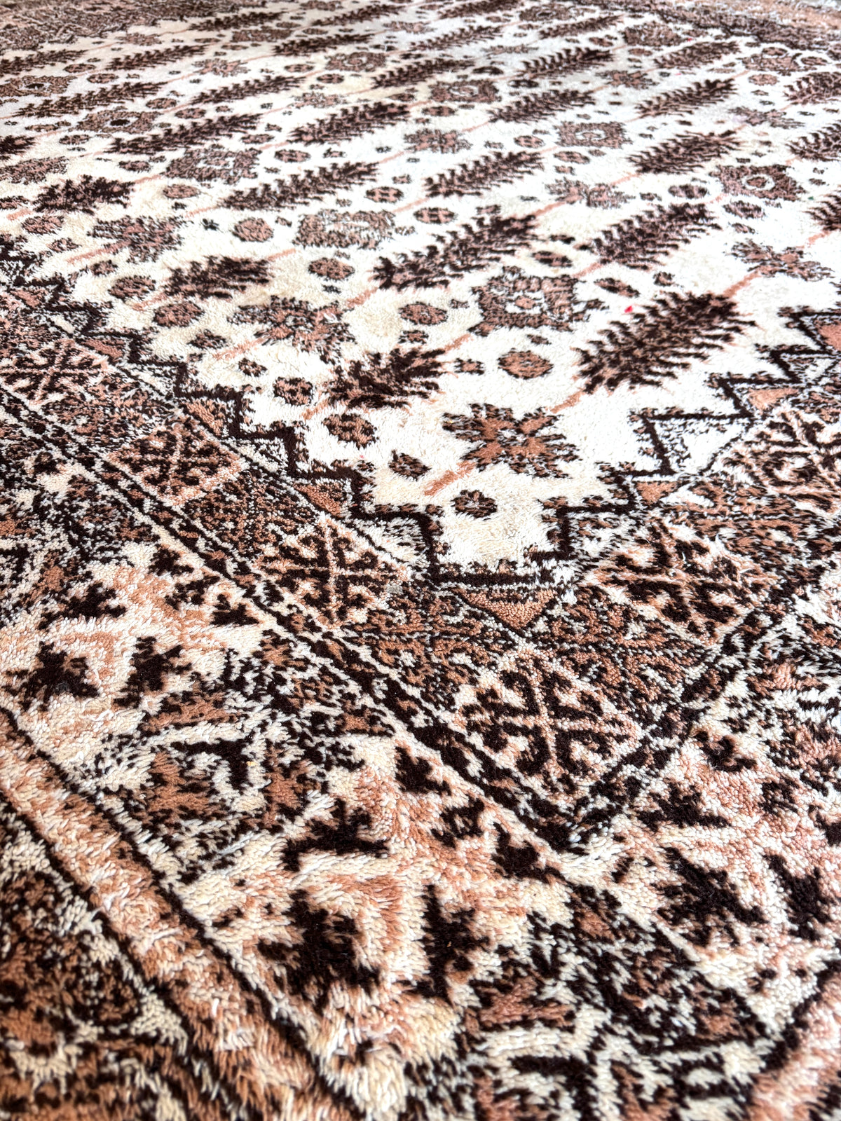 MAROKKO TEPPICH HANDGEKNÜPFT WOLLE BERBER VINTAGE ROSA BRAUN