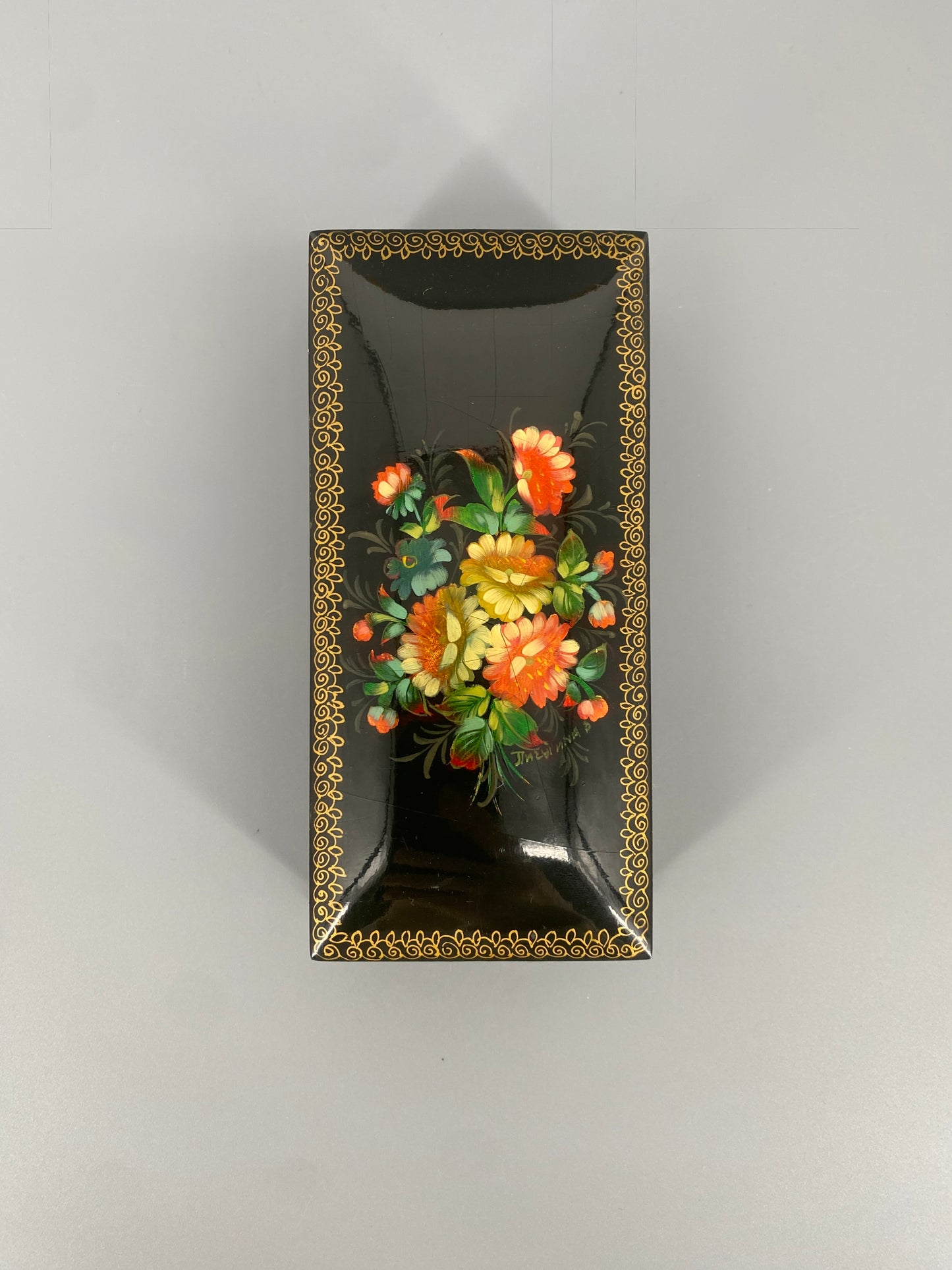 handbemalte Lackdose, Russland, 20. Jh.