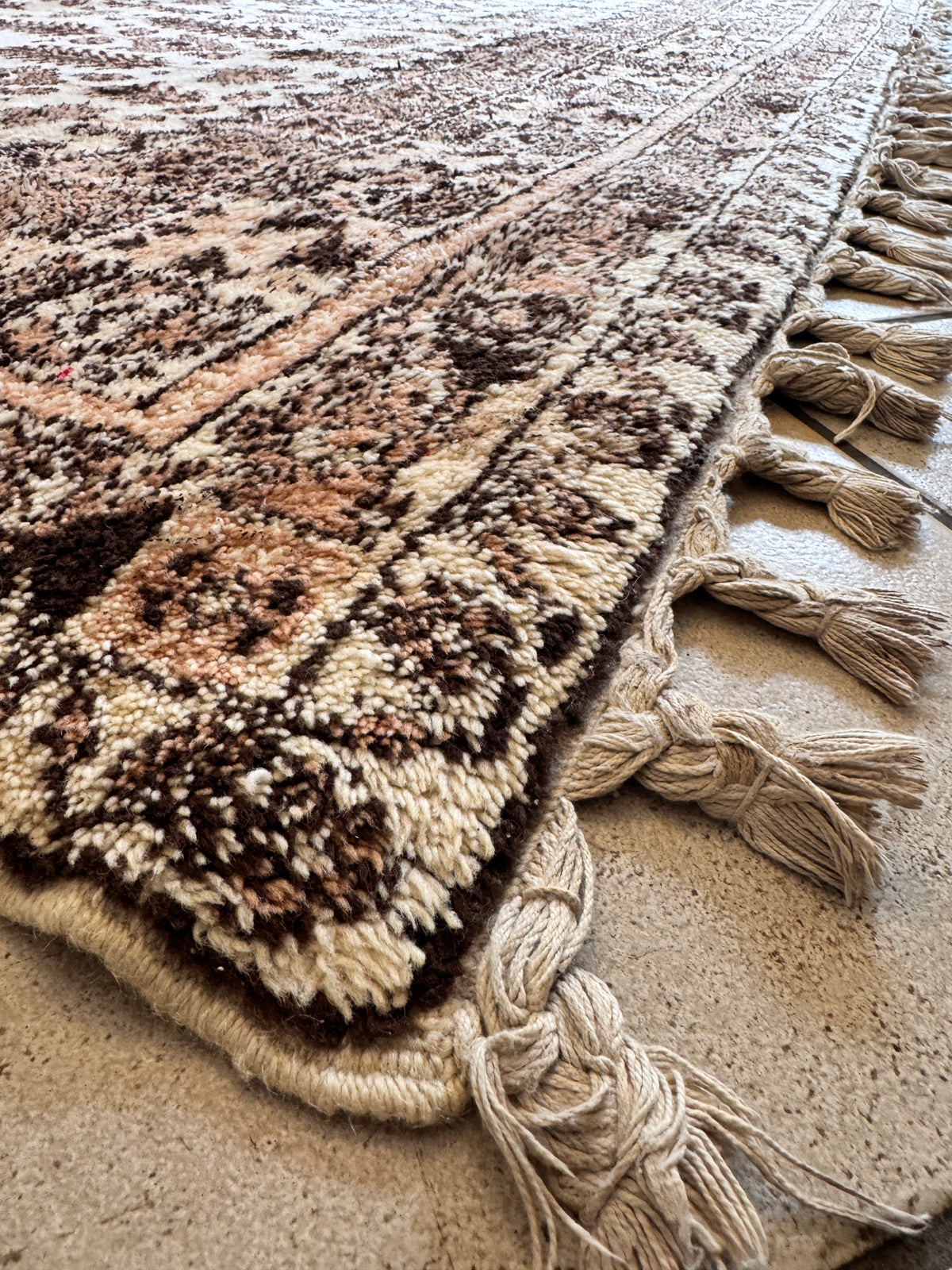MAROKKO TEPPICH HANDGEKNÜPFT WOLLE BERBER VINTAGE ROSA BRAUN