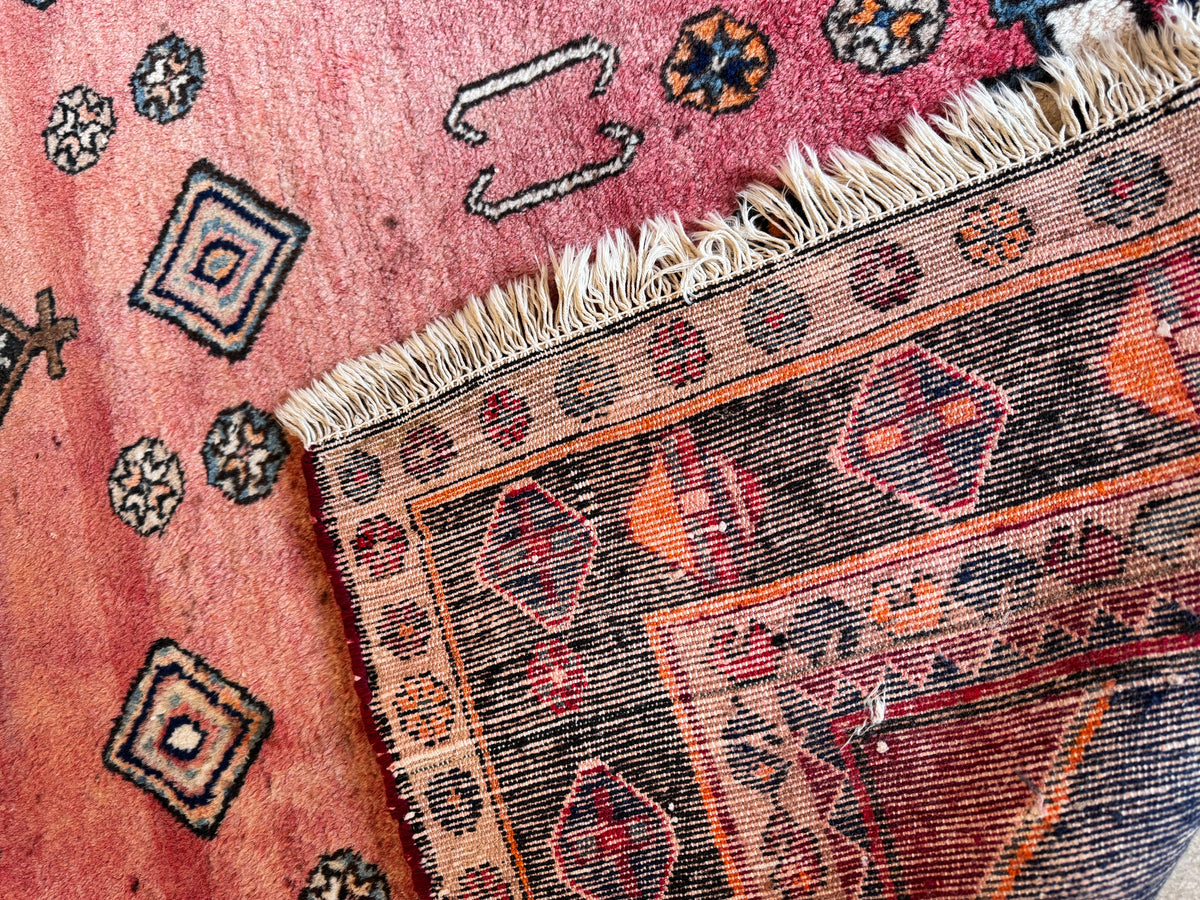 ORIENT-TEPPICH LÄUFER WOLLE HANDGEKNÜPFT NOMADEN ROT VINTAGE