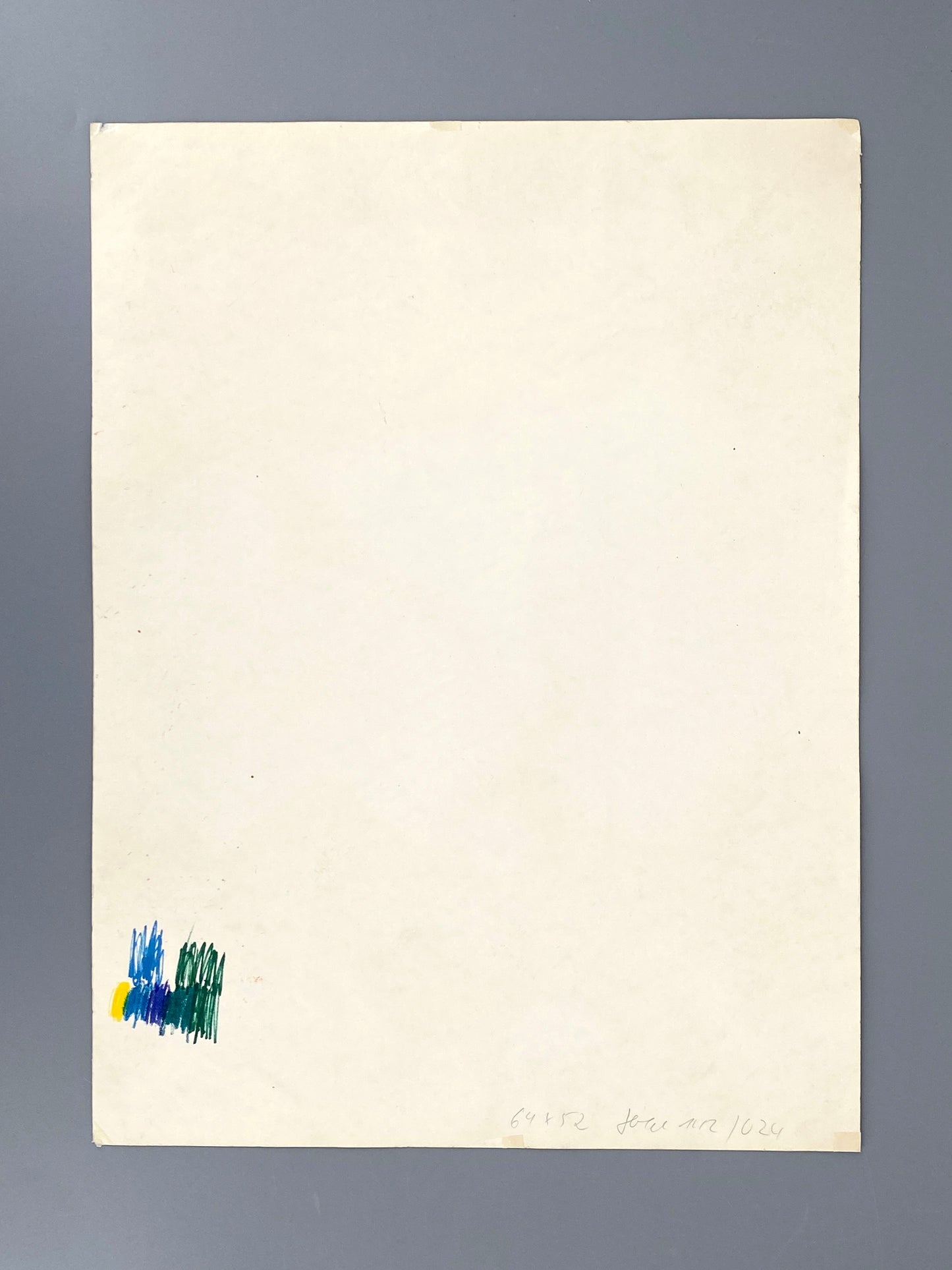 Filzstiftgemälde "Abstrakte Komposition" auf strukturiertem Büttenpapier von Claudia Butenuth (1945–2016), 1970