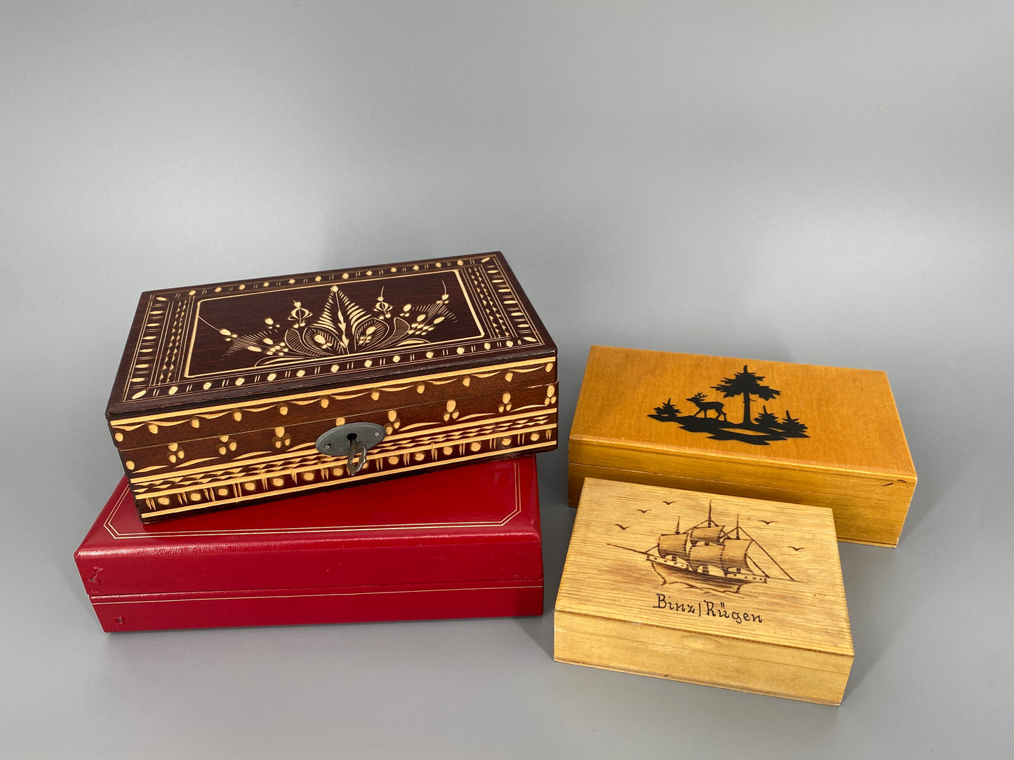 Konvolut aus 4 Vintage Schmuckschatullen