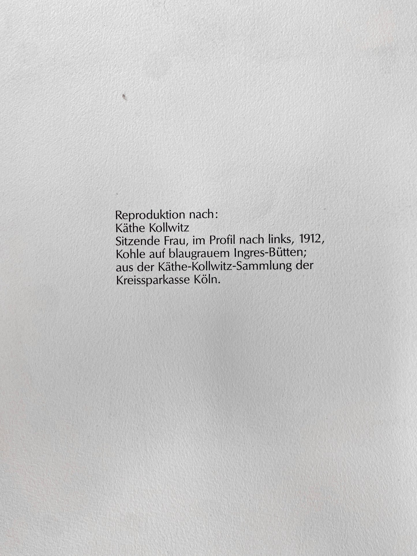 Käthe Kollwitz - Sitzende Frau im Profil, nach links. Kohlezeichnung, Hochwertige Reproduktion