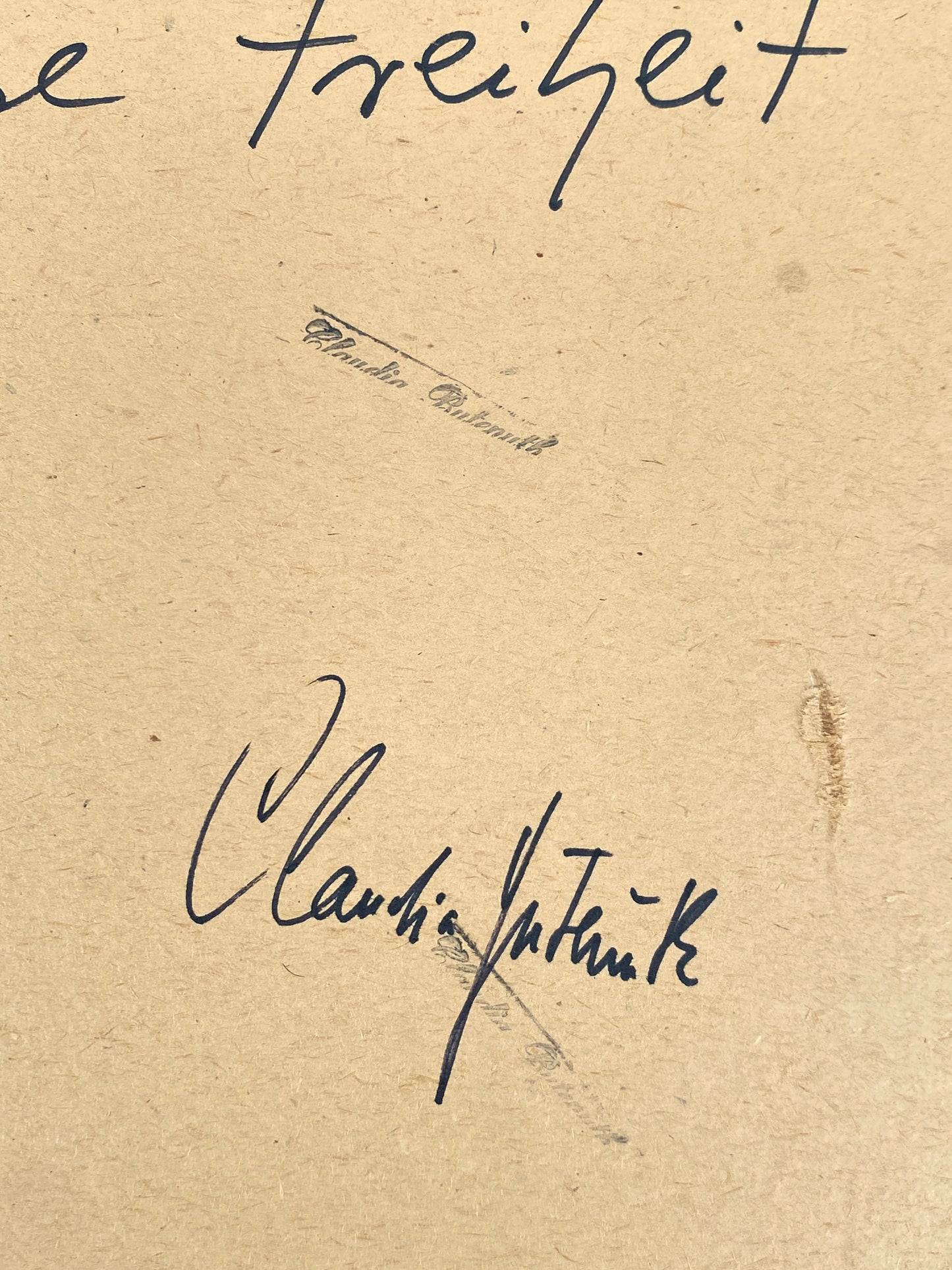 Filzstiftgemälde "Abstrakte Komposition" auf strukturiertem Büttenpapier von Claudia Butenuth (1945–2016), 1970