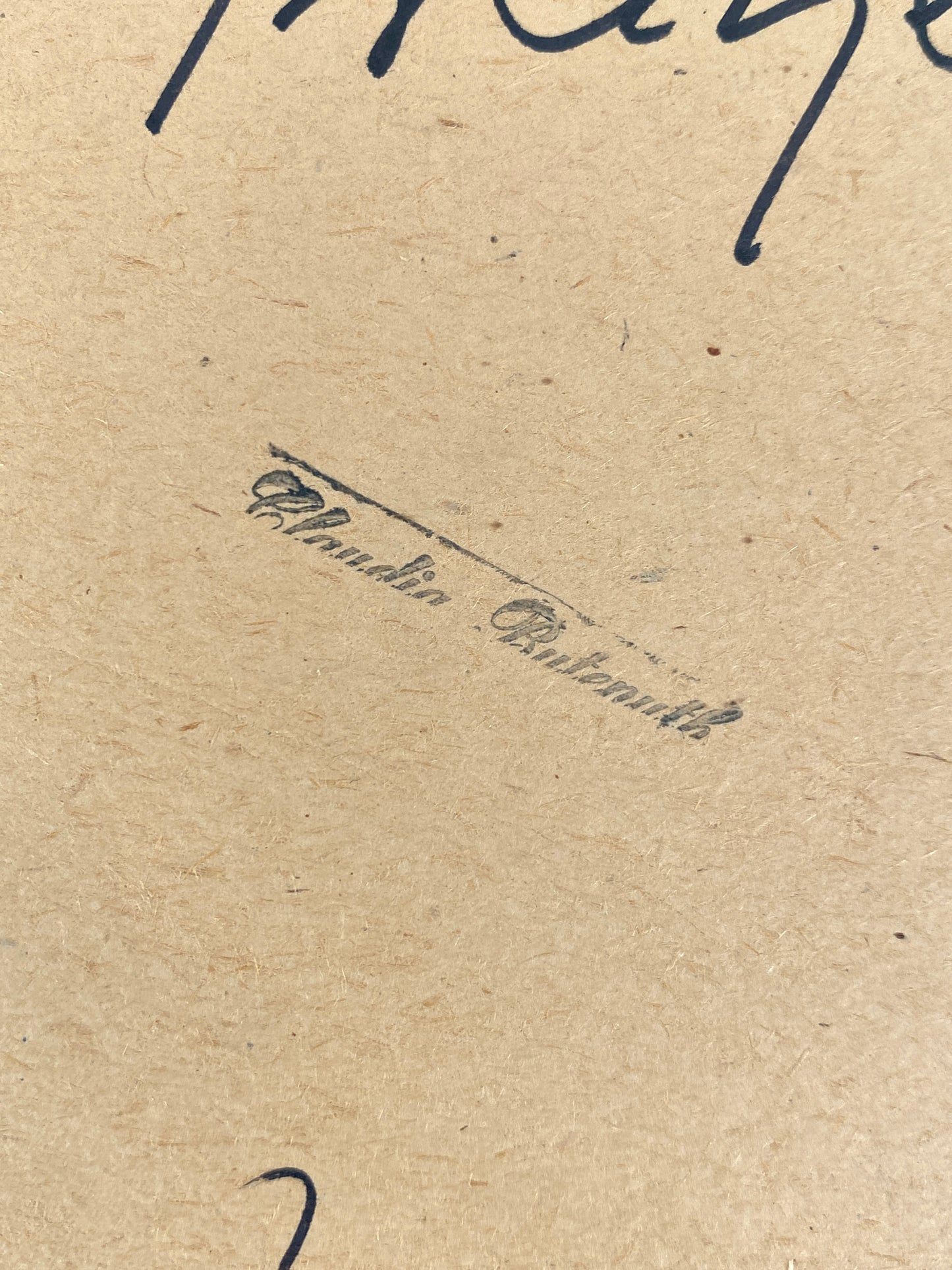 Filzstiftgemälde "Abstrakte Komposition" auf strukturiertem Büttenpapier von Claudia Butenuth (1945–2016), 1970