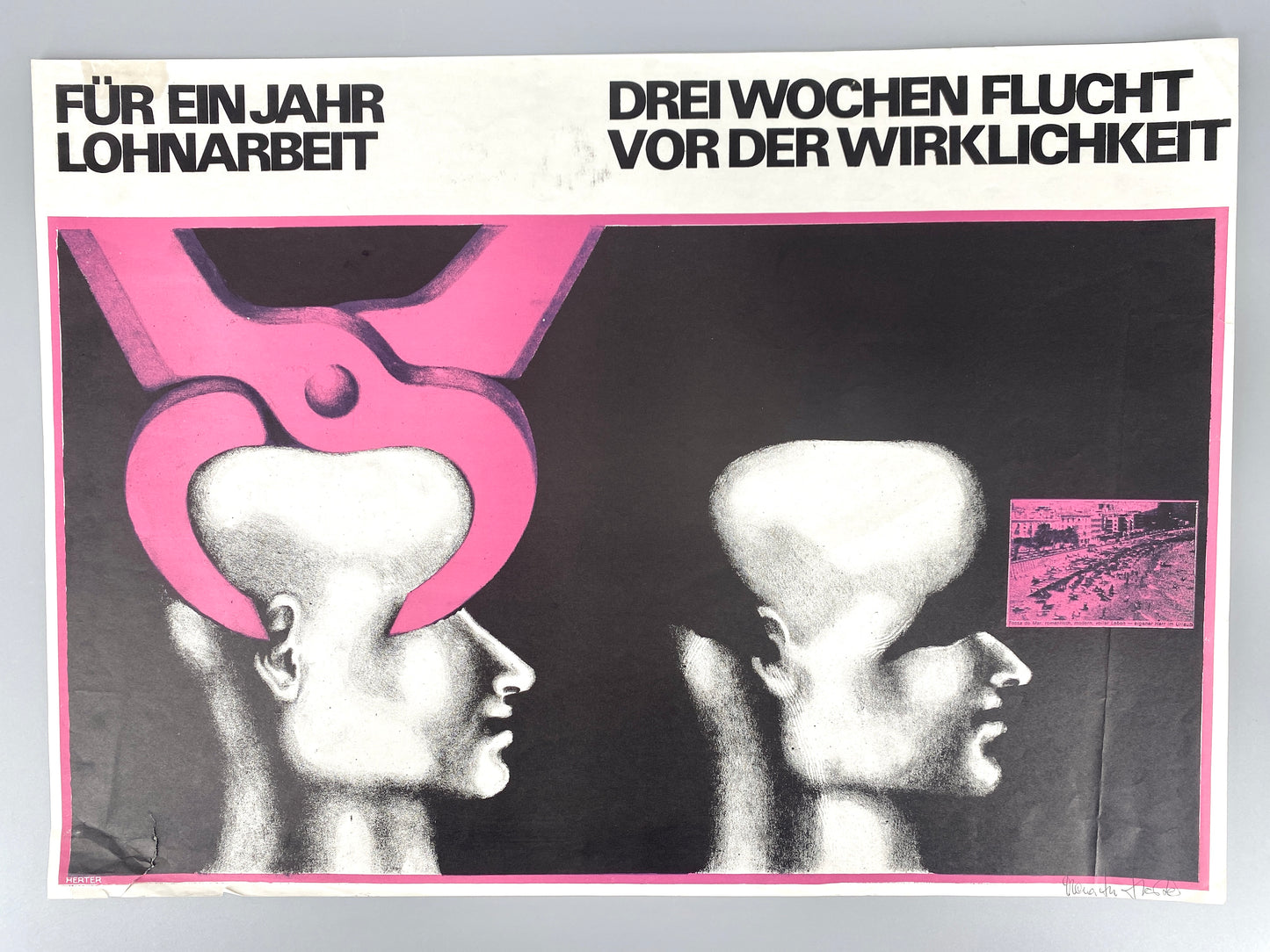 Politisches Plakat: Lohnarbeit vs. Urlaub