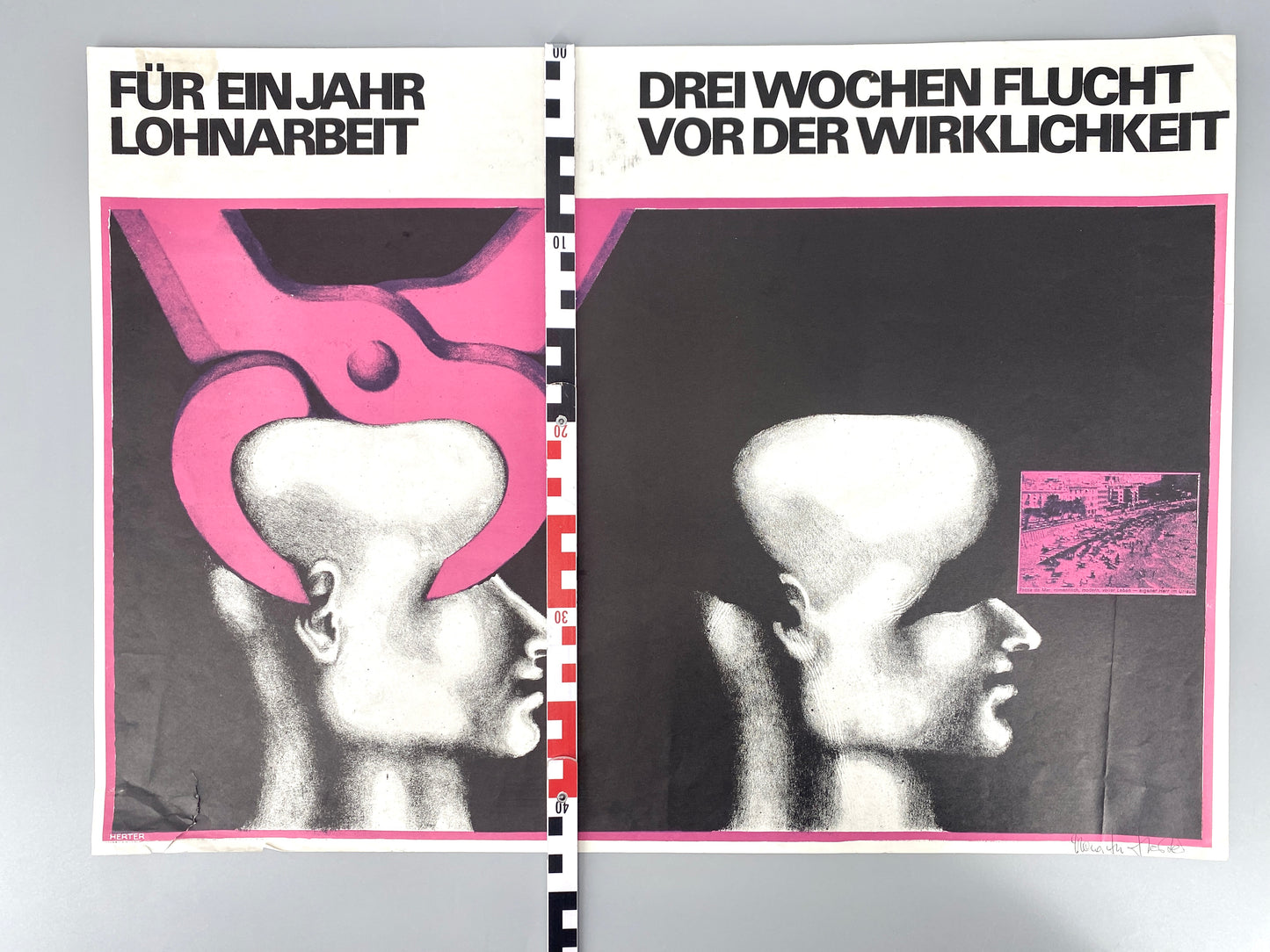 Politisches Plakat: Lohnarbeit vs. Urlaub