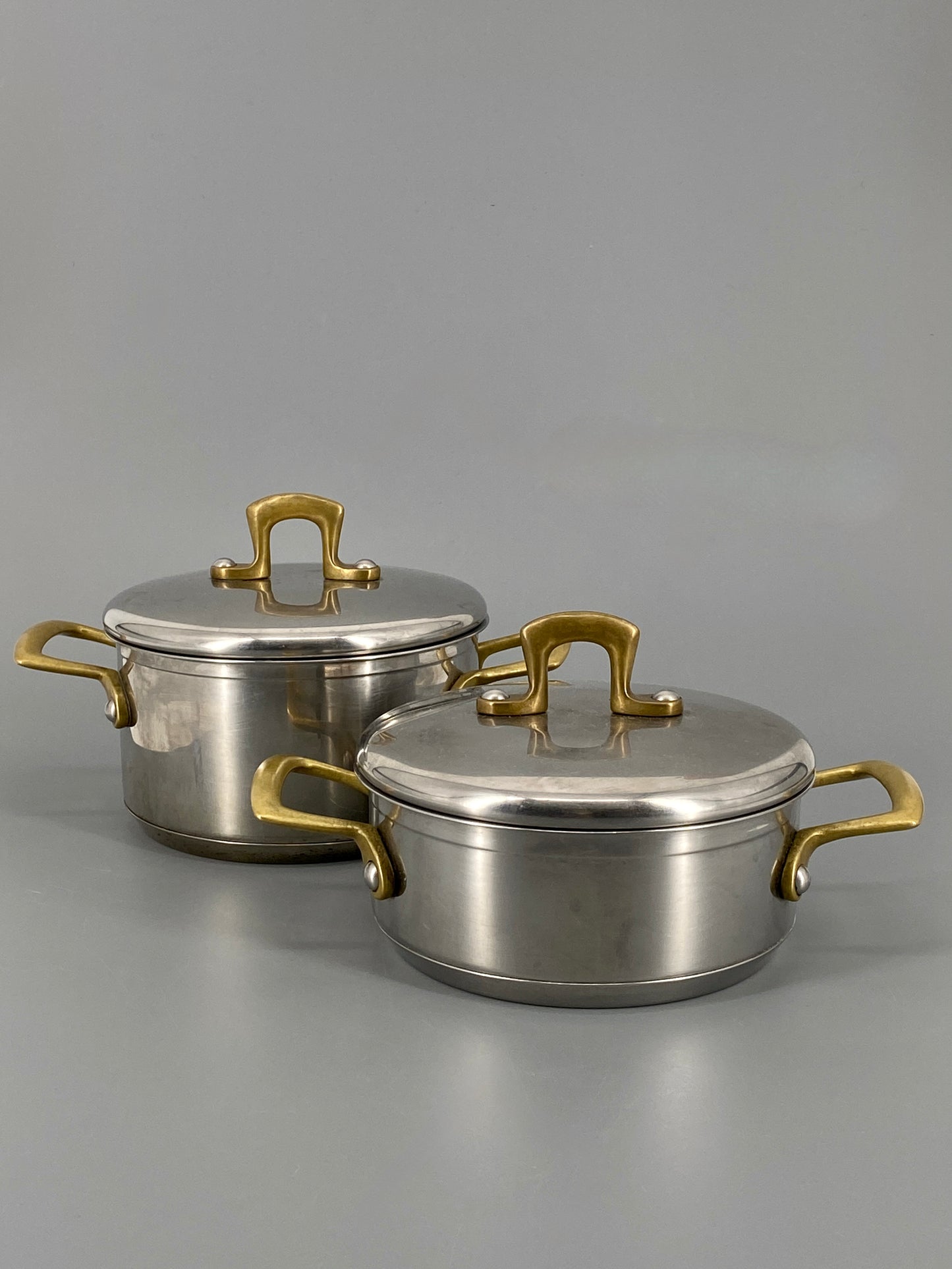 Zwei Edelstahlkochtöpfe von DOMUS, Deutschland, vintage