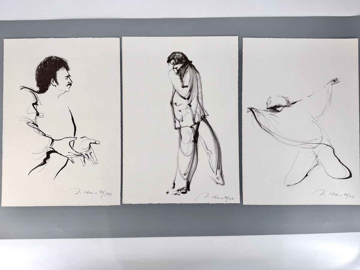 3x Grafik, Ingrid Schaar. Künstler-Darstellungen