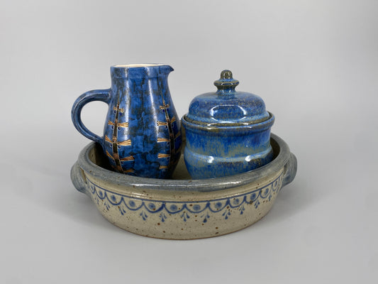 Set aus Studiokeramik: Dose, Krug, Schale, Deutschland, 1960/70er