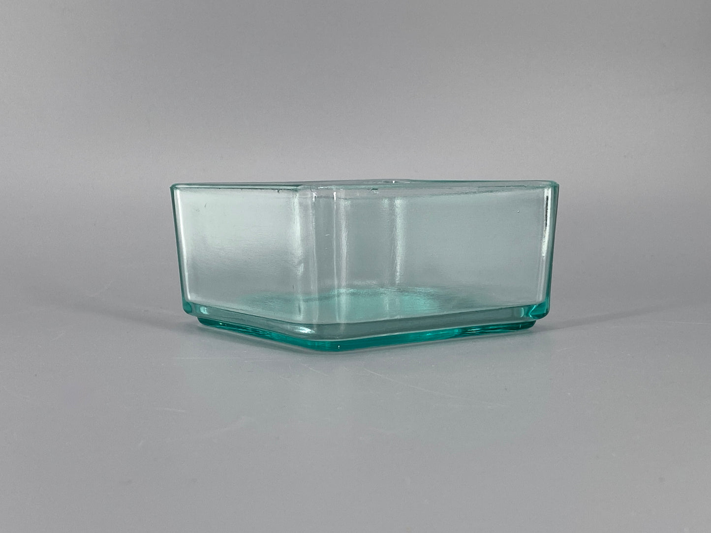 Glas Dose Kubus Geschirr, Wilhelm Wagenfeld, 12x12 cm