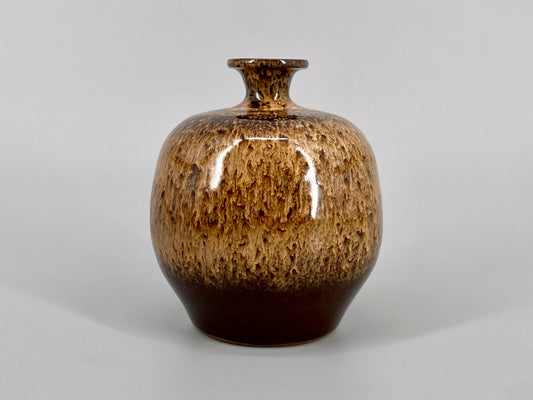 Mid Century Keramikvase in brauner Laufglasur, Deutschland, 1960/70er