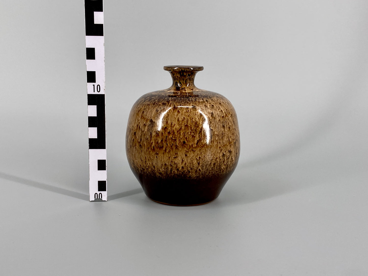 Mid Century Keramikvase in brauner Laufglasur, Deutschland, 1960/70er