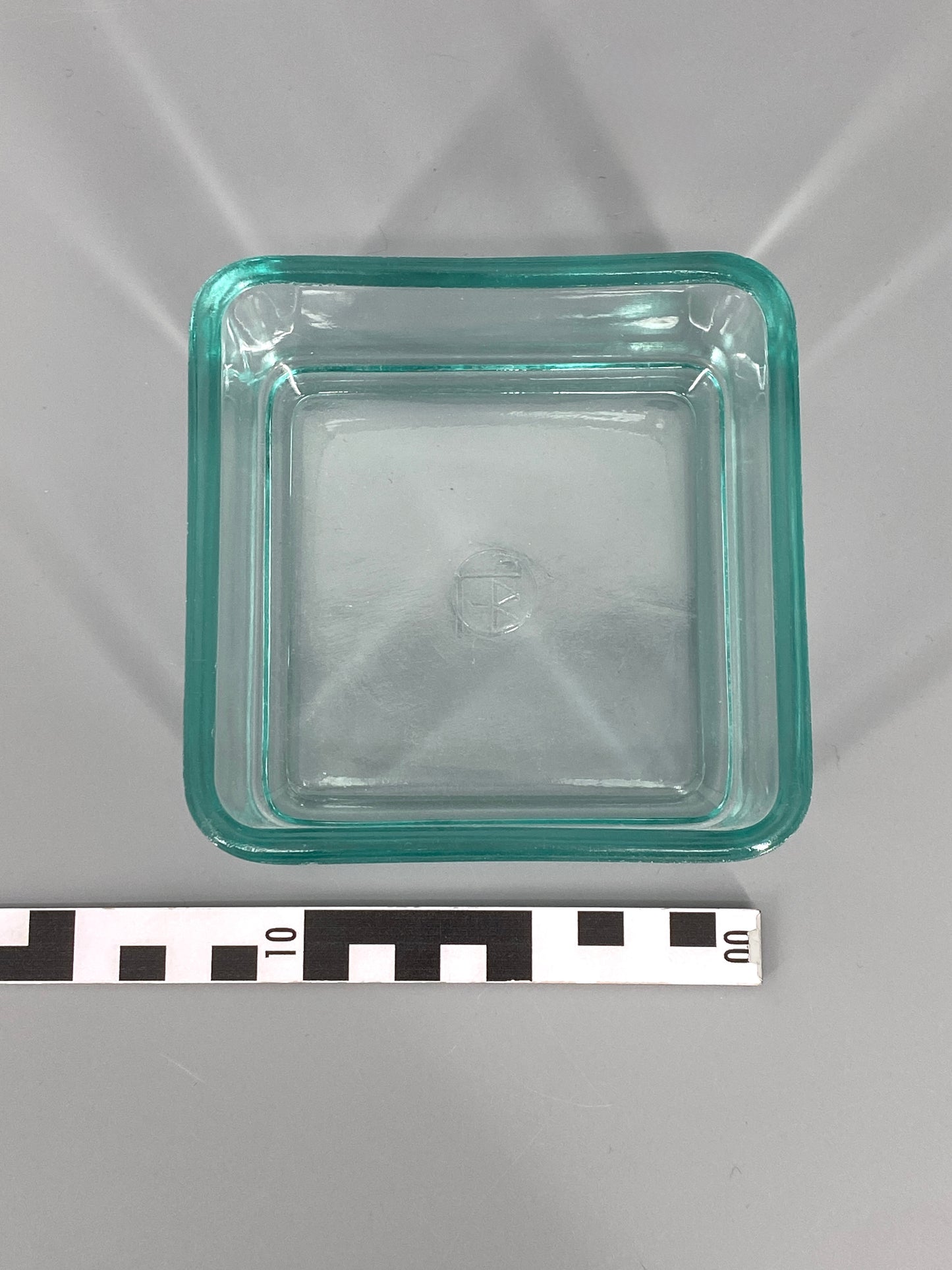 Glas Dose Kubus Geschirr, Wilhelm Wagenfeld, 12x12 cm