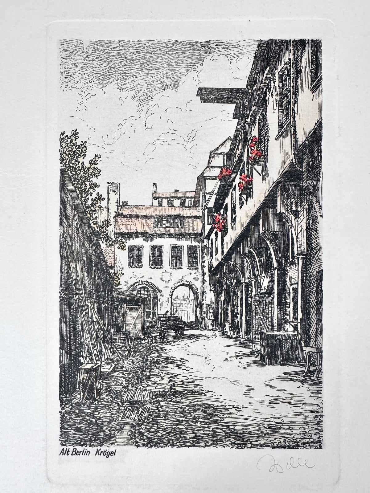 2X Grafik Alt-Berlin. Radierung von Herbert Liebig