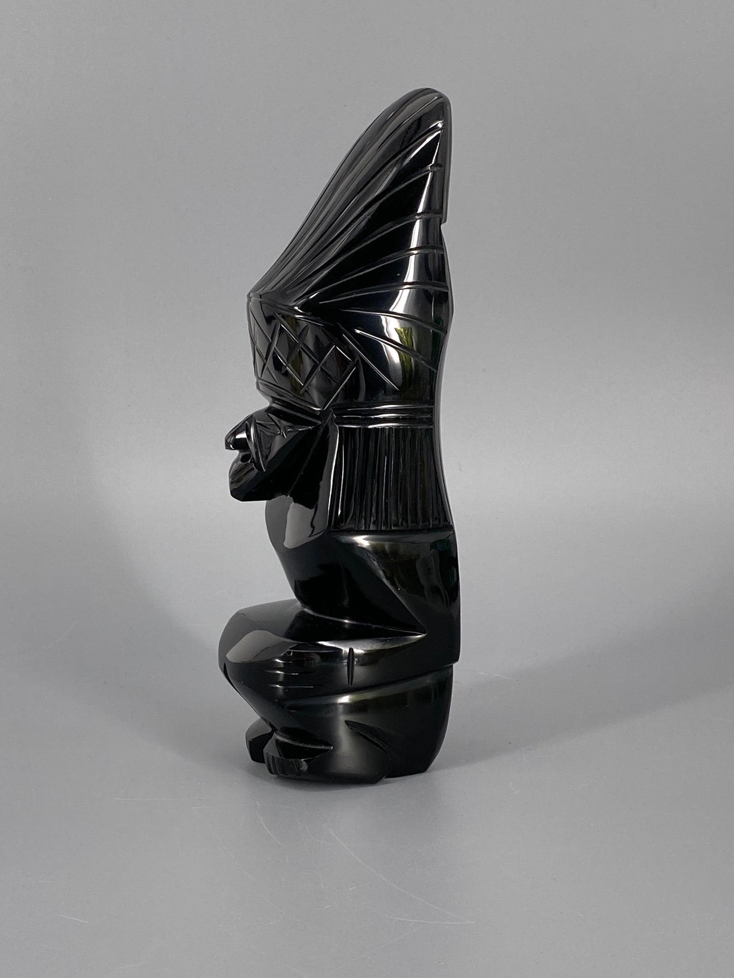 Skulptur aus schwarzem Obsidianstein, Mexiko