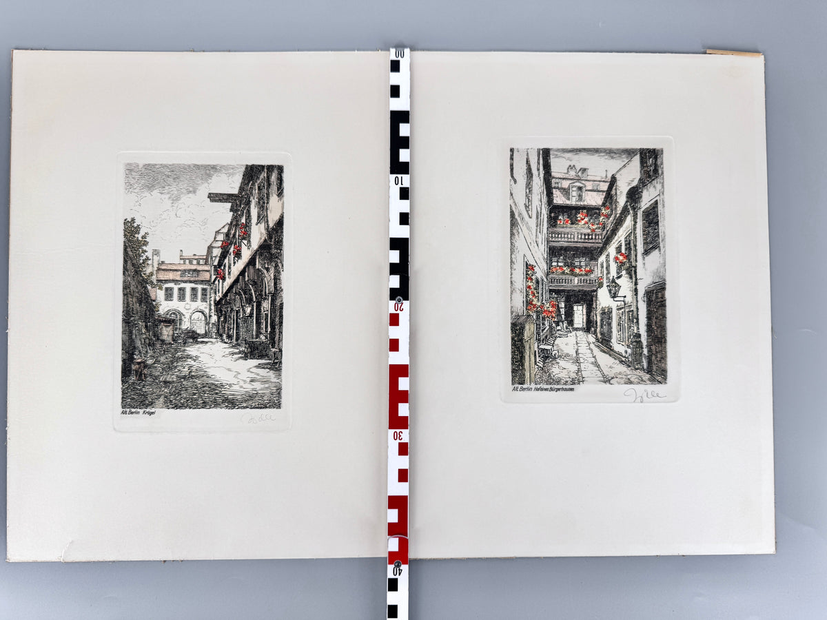 2X Grafik Alt-Berlin. Radierung von Herbert Liebig