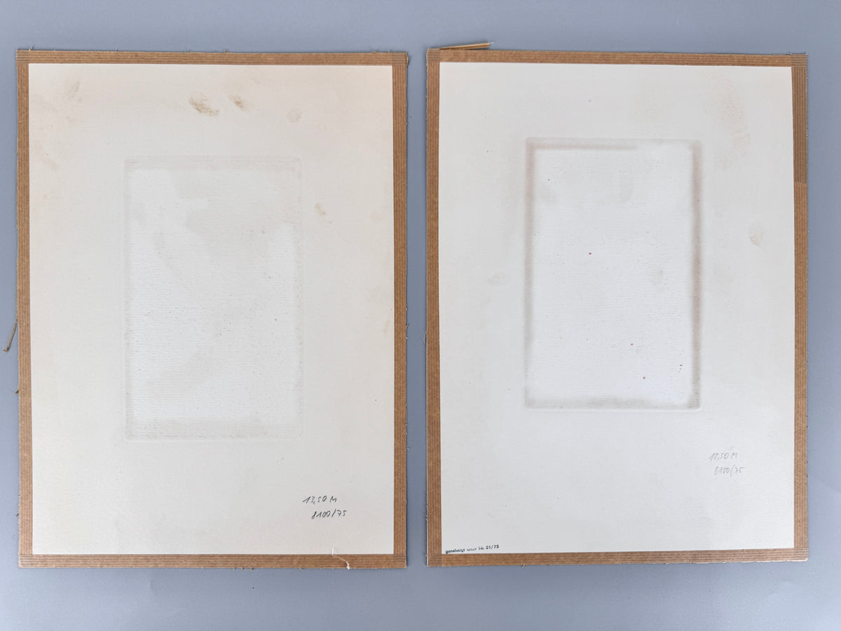 2X Grafik Alt-Berlin. Radierung von Herbert Liebig