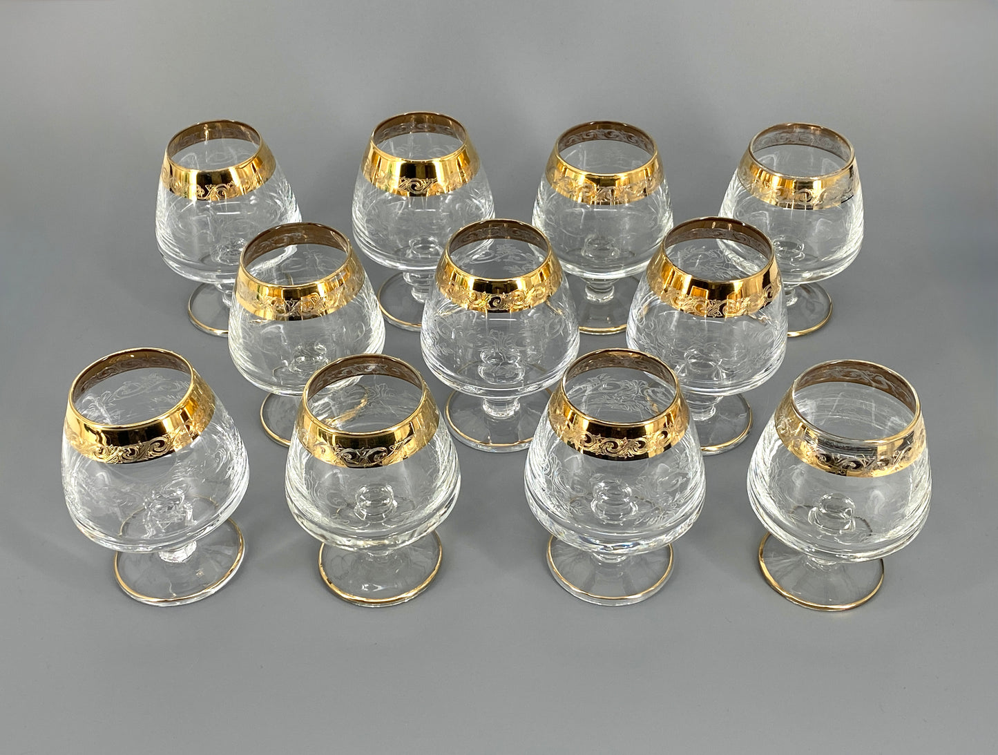 Vintage Murano Medici Trinkgläser mit Goldrand aus Italien, 11 Stk.