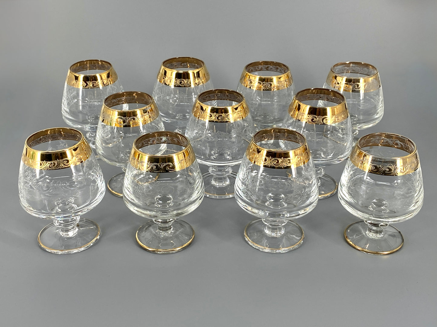 Vintage Murano Medici Trinkgläser mit Goldrand aus Italien, 11 Stk.