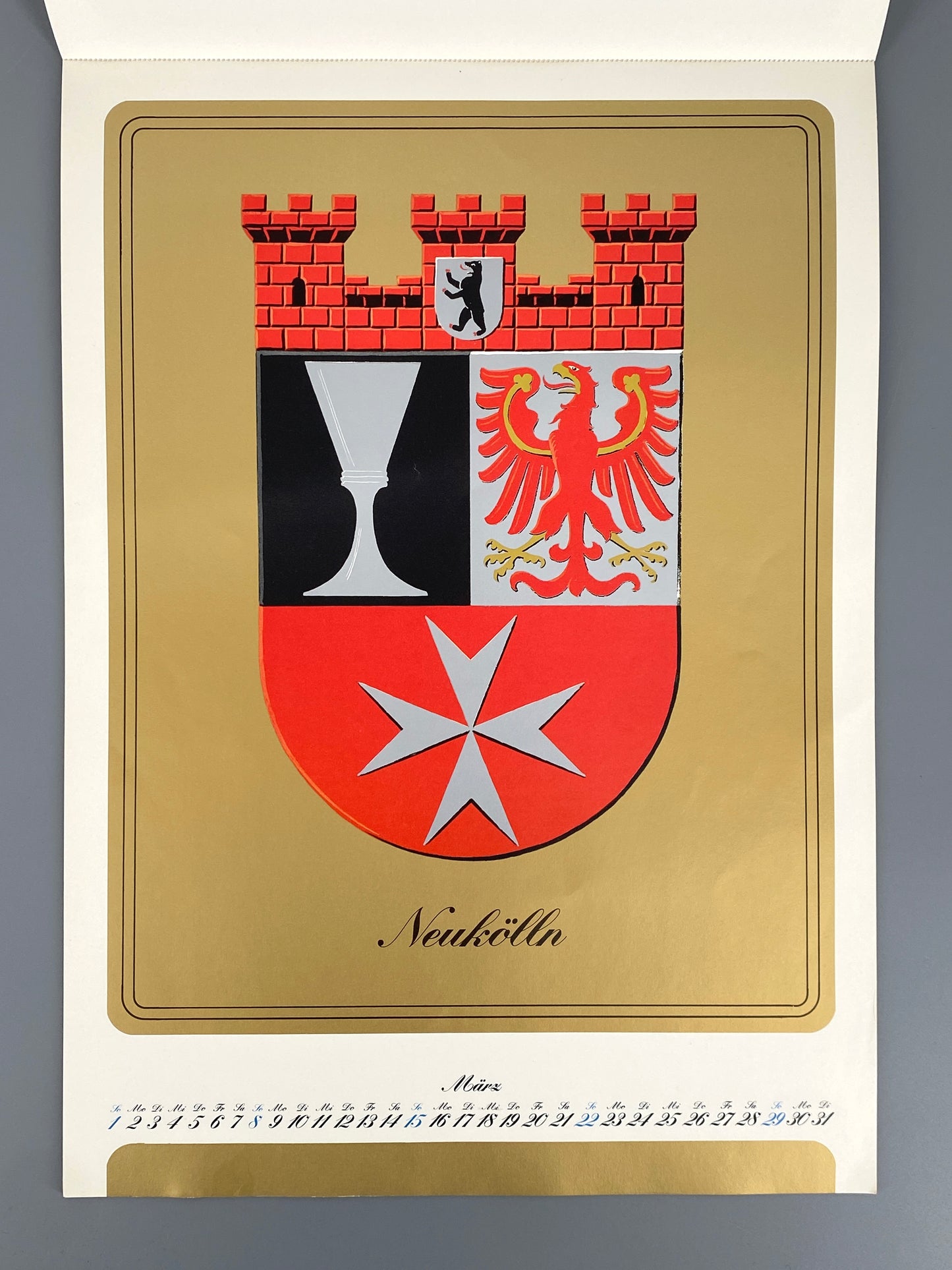Berliner Wappen, Offsetdrucke mit metallisch glänzendem Gold- oder Silberdruck, 11 Stk.
