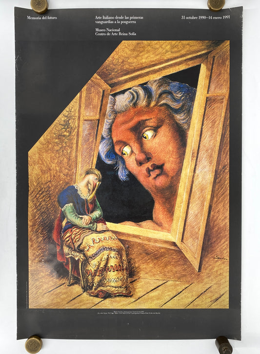 Ausstellungsplakat aus Spanien für Museum Reina Sofía mit der Reproduktion des Gemäldes von Alberto Savinio, 1990