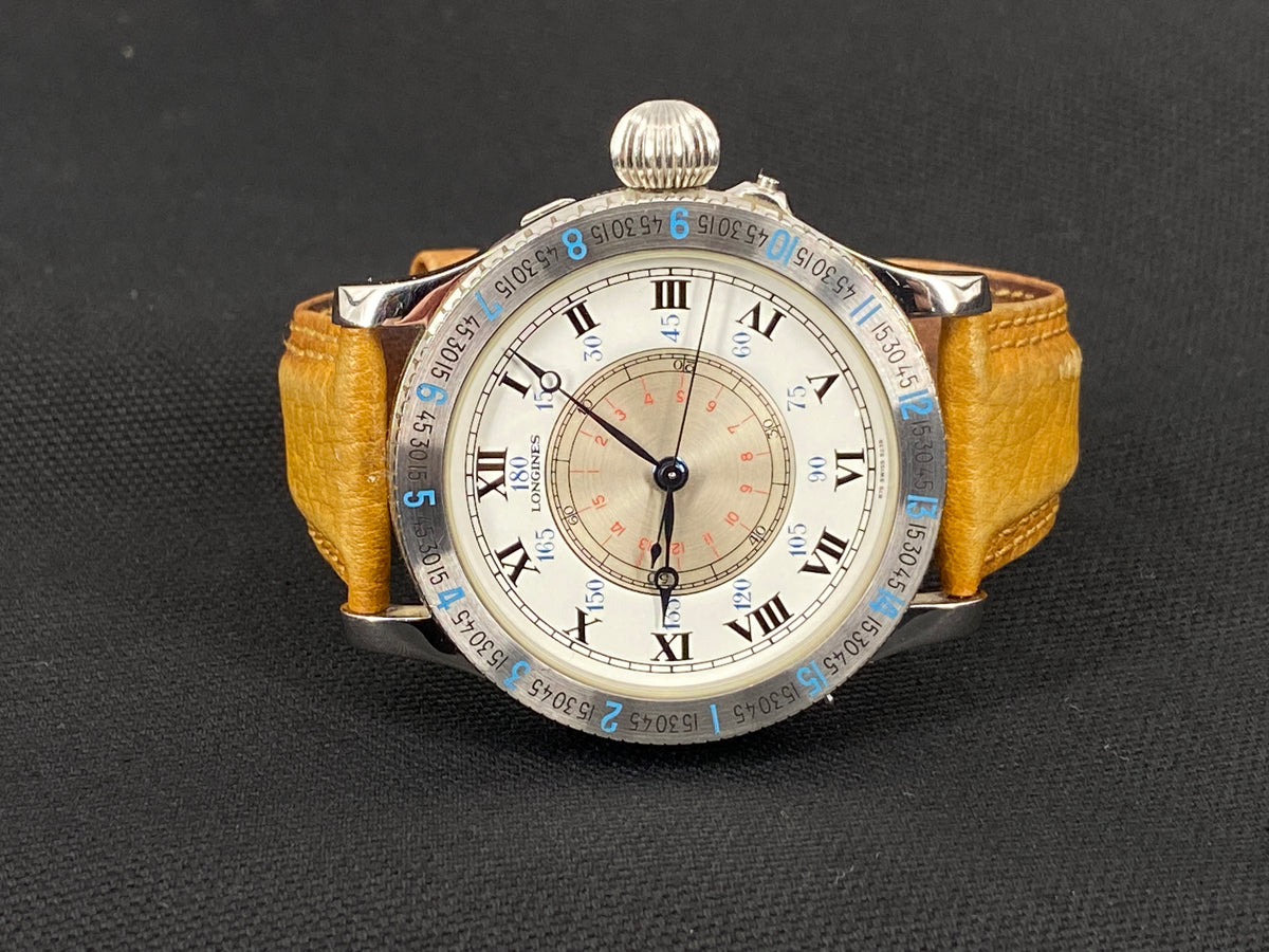 Stundenwinkeluhr von Longines, limitierte Sonderedition der Lindbergh-Kollektion mit einem Koffer, limitierte Flugzeugmodell aus Holz, Uhrenbox aus Holz, Buch von der Edition und ihren Papieren, inkl. Zertifikats