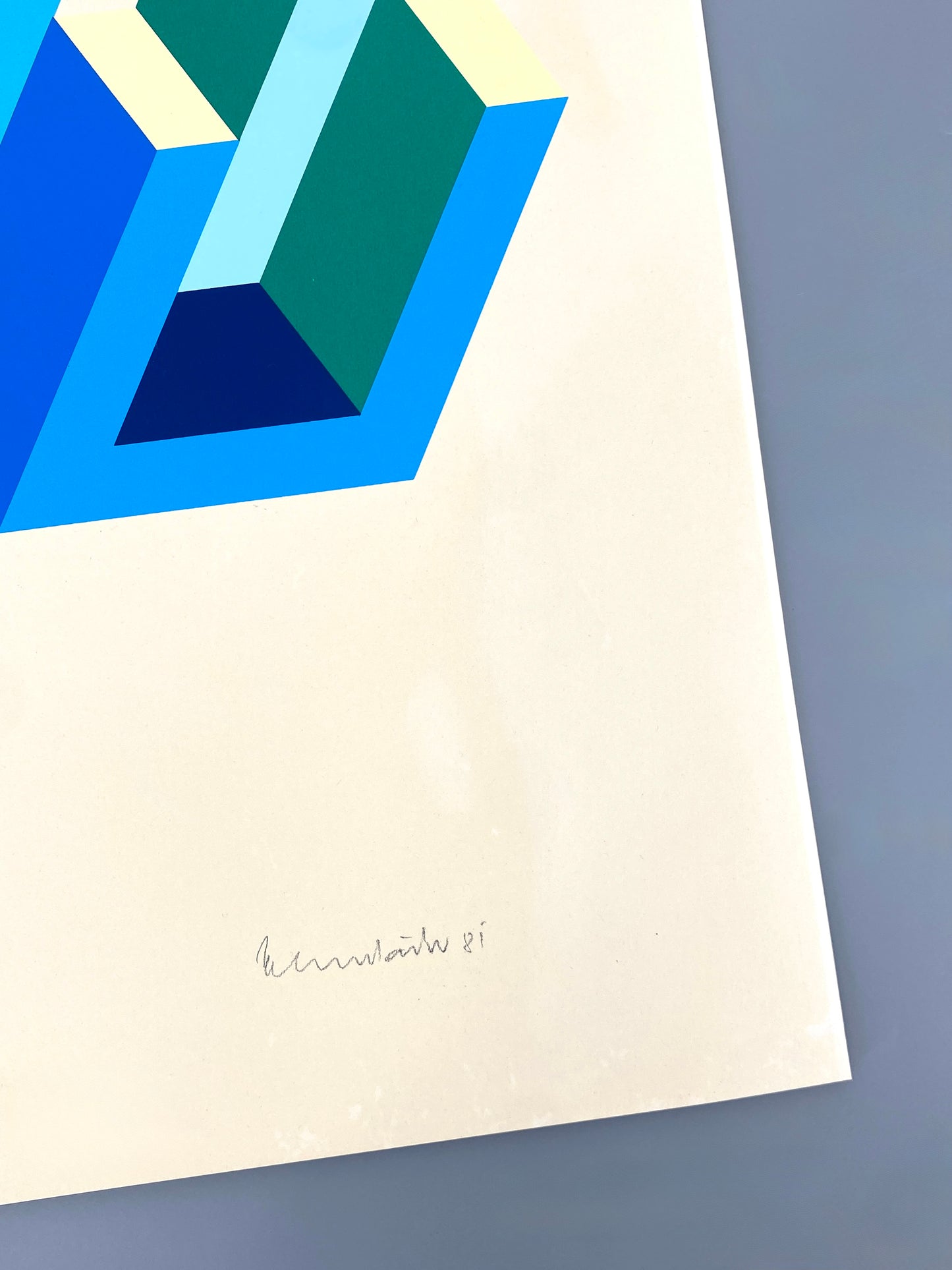 Nummerierter Farbsiebdruck aus der Serie "Duales Objekt" von Ernst Helmstädter (1924‒2018), 1981