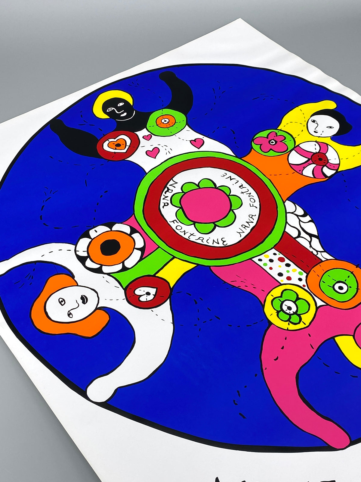 Großes Ausstellungsplakat "Nana Fontaine" von Niki de Saint Phalle (1930–2002), Siebdruck / Serigrafie aus dem Jahr 1994
