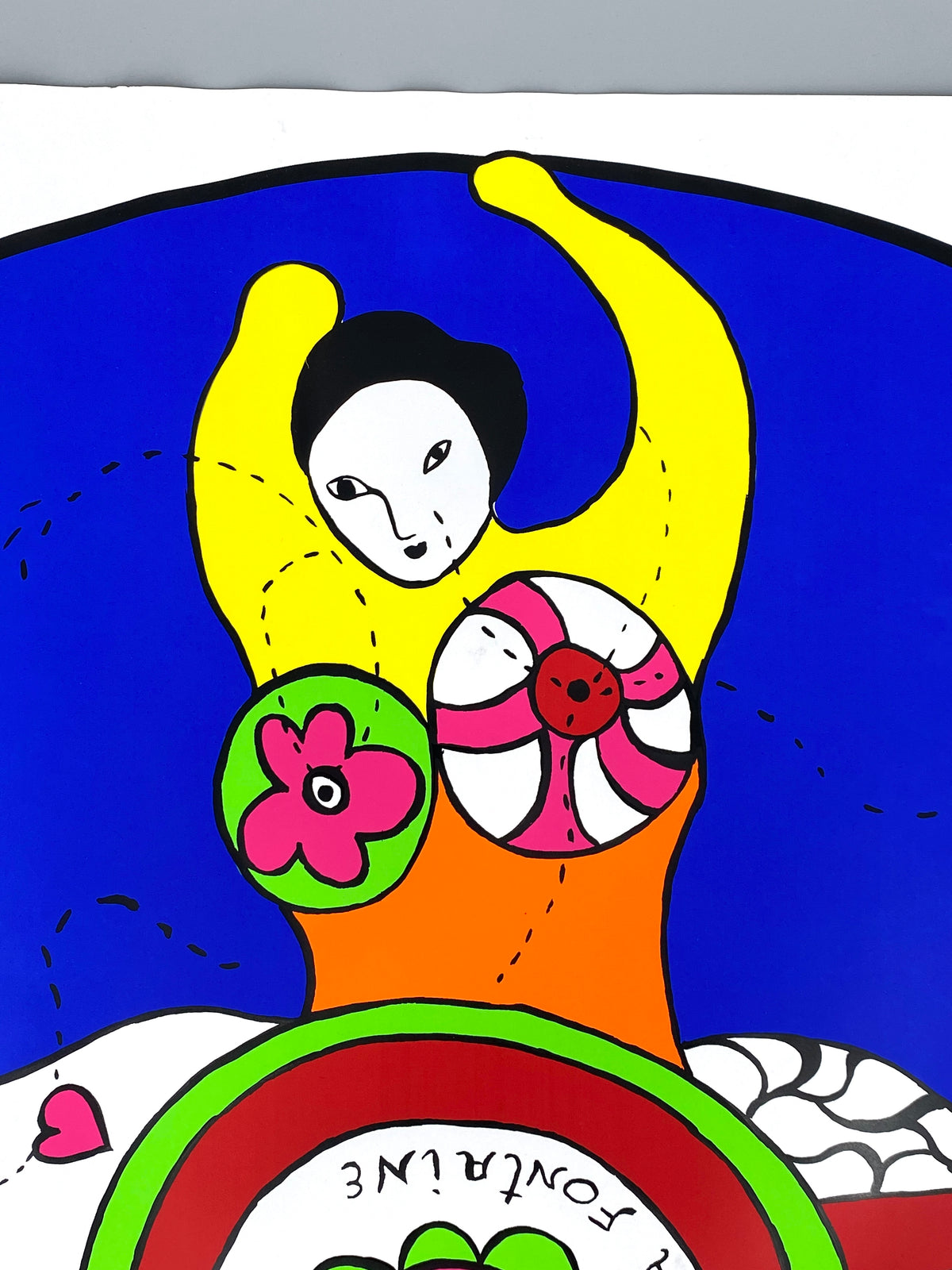 Großes Ausstellungsplakat "Nana Fontaine" von Niki de Saint Phalle (1930–2002), Siebdruck / Serigrafie aus dem Jahr 1994