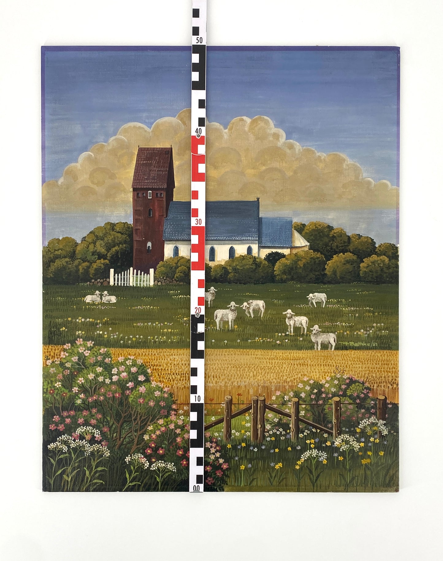 Naives Gemälde "Ländliche Szene" von A. Bethke, 1981