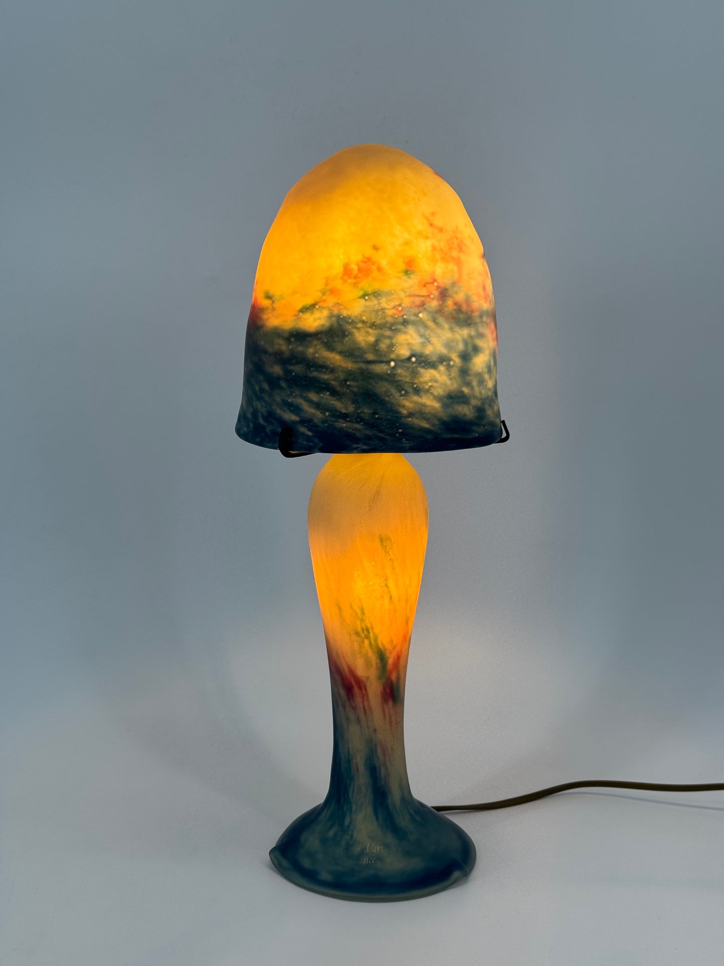 Pilzlampe, Mundgeblasen, Made in France, Art Deco