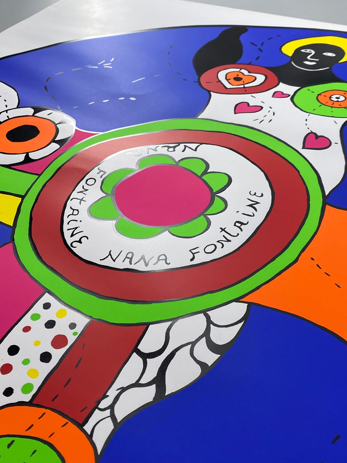 Großes Ausstellungsplakat "Nana Fontaine" von Niki de Saint Phalle (1930–2002), Siebdruck / Serigrafie aus dem Jahr 1994