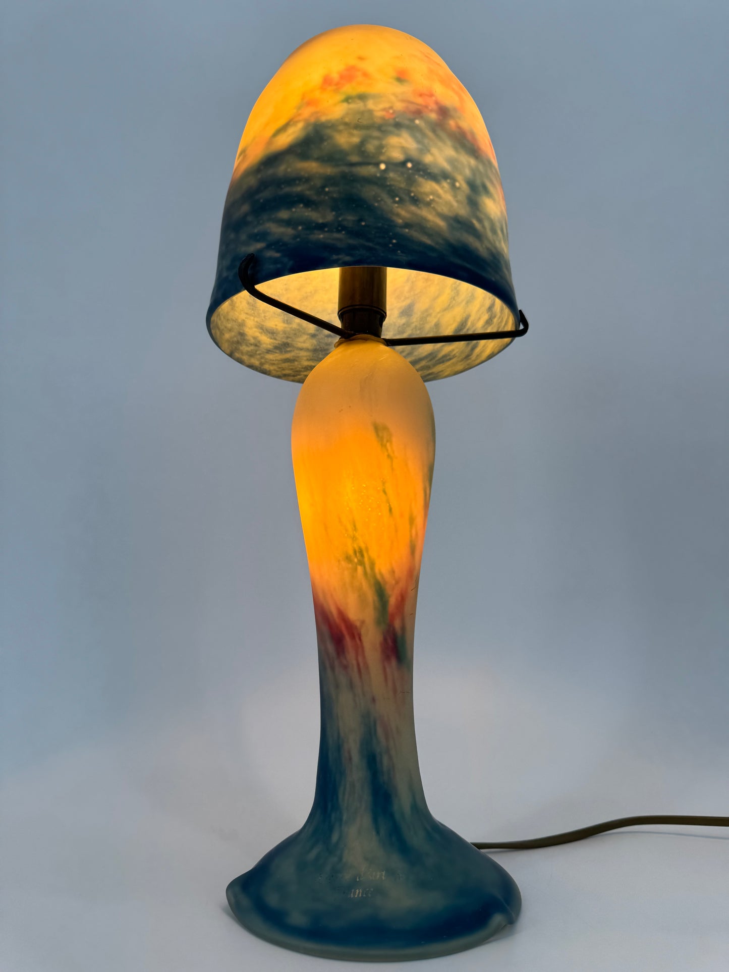 Pilzlampe, Mundgeblasen, Made in France, Art Deco