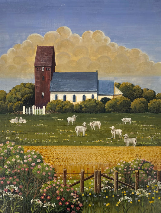 Naives Gemälde "Ländliche Szene" von A. Bethke, 1981