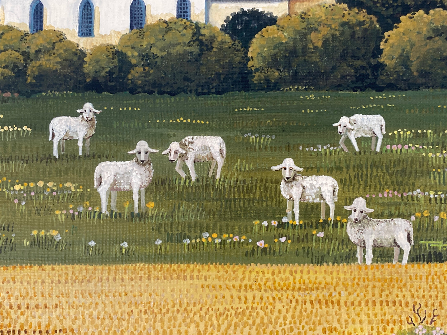 Naives Gemälde "Ländliche Szene" von A. Bethke, 1981