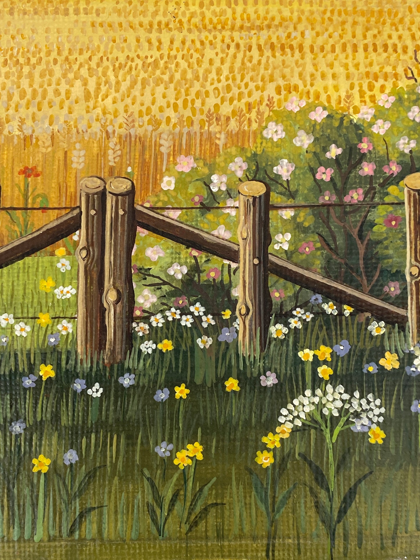 Naives Gemälde "Ländliche Szene" von A. Bethke, 1981