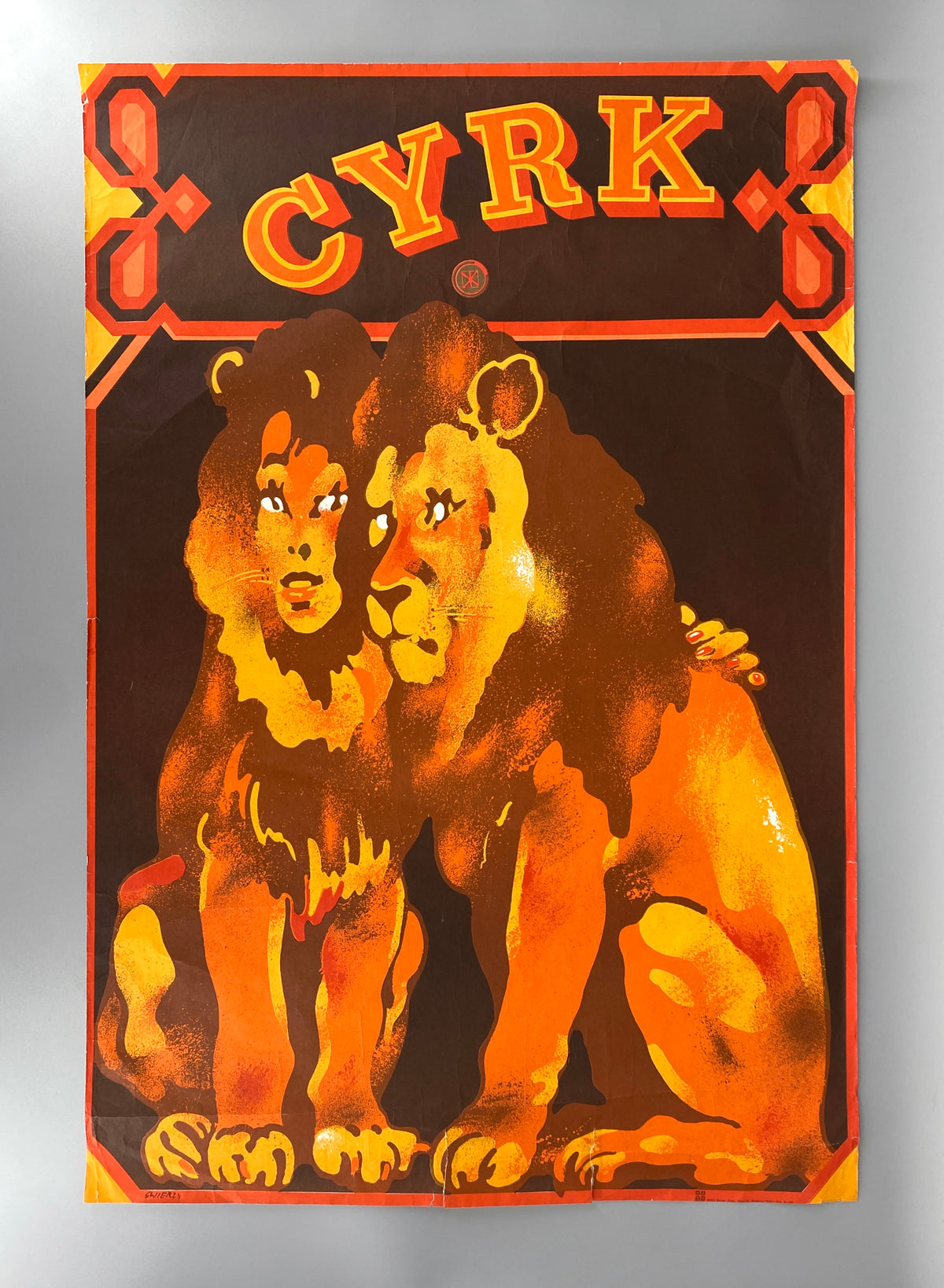 Polnisches Künstlerplakat "Para iwów (Löwenpaar)" von Waldemar Świerzy (1931–2013) aus der Reihe "Cyrk", 1975