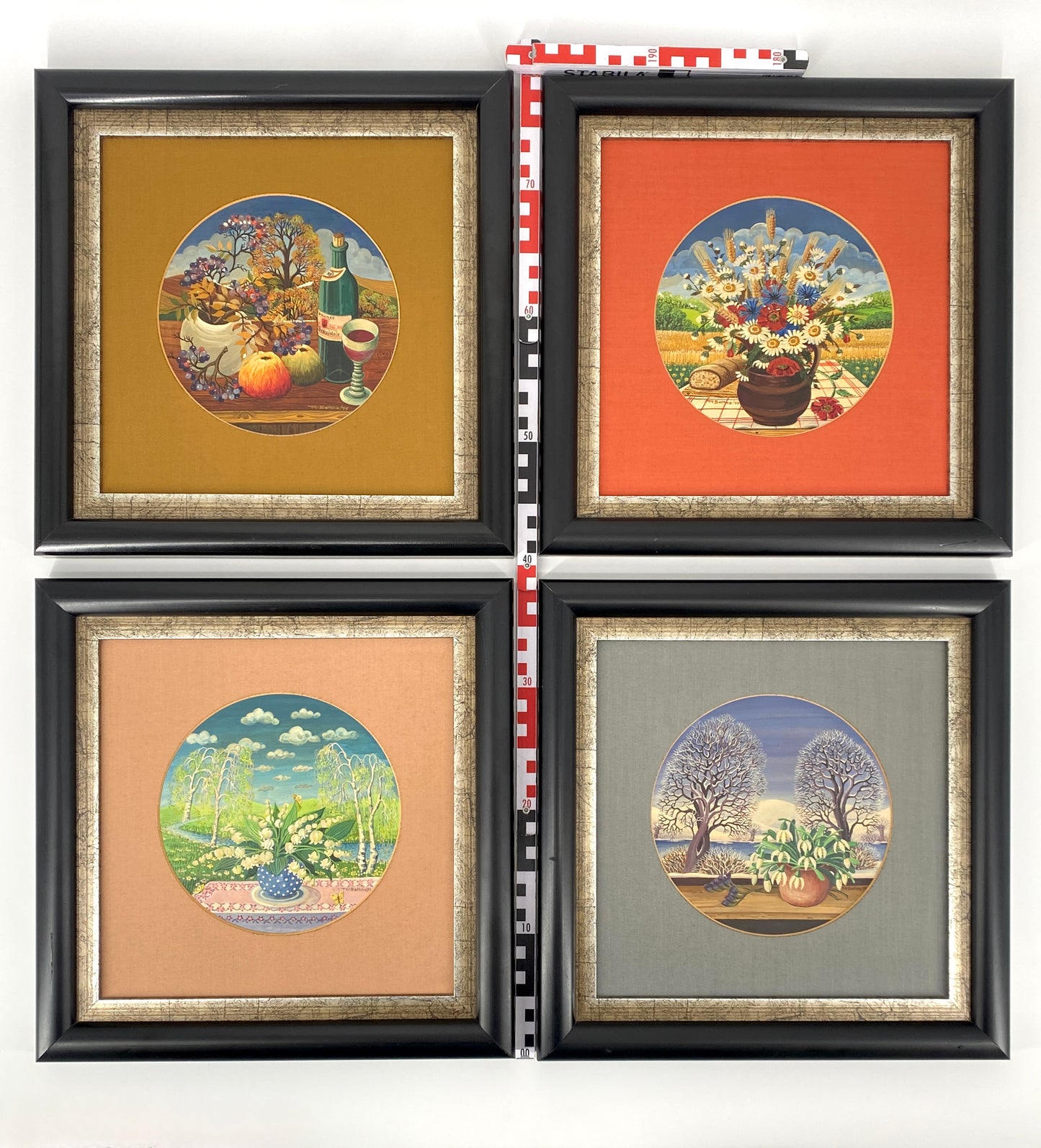 Naive Gemäldereihe "Jahreszeiten" in Rahmen von A. Bethke, 1979